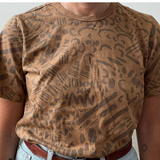 T-Shirt - Dashes & Moons in Warm Grey & Camel