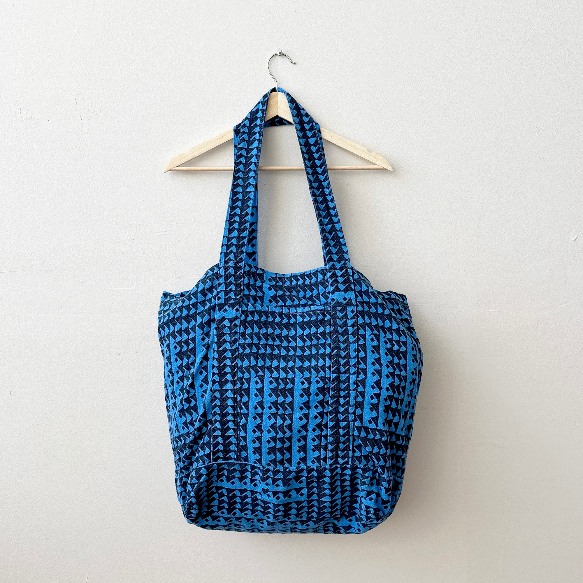 Big Sloppy Tote - Triangles - Midnight - Electric Blue