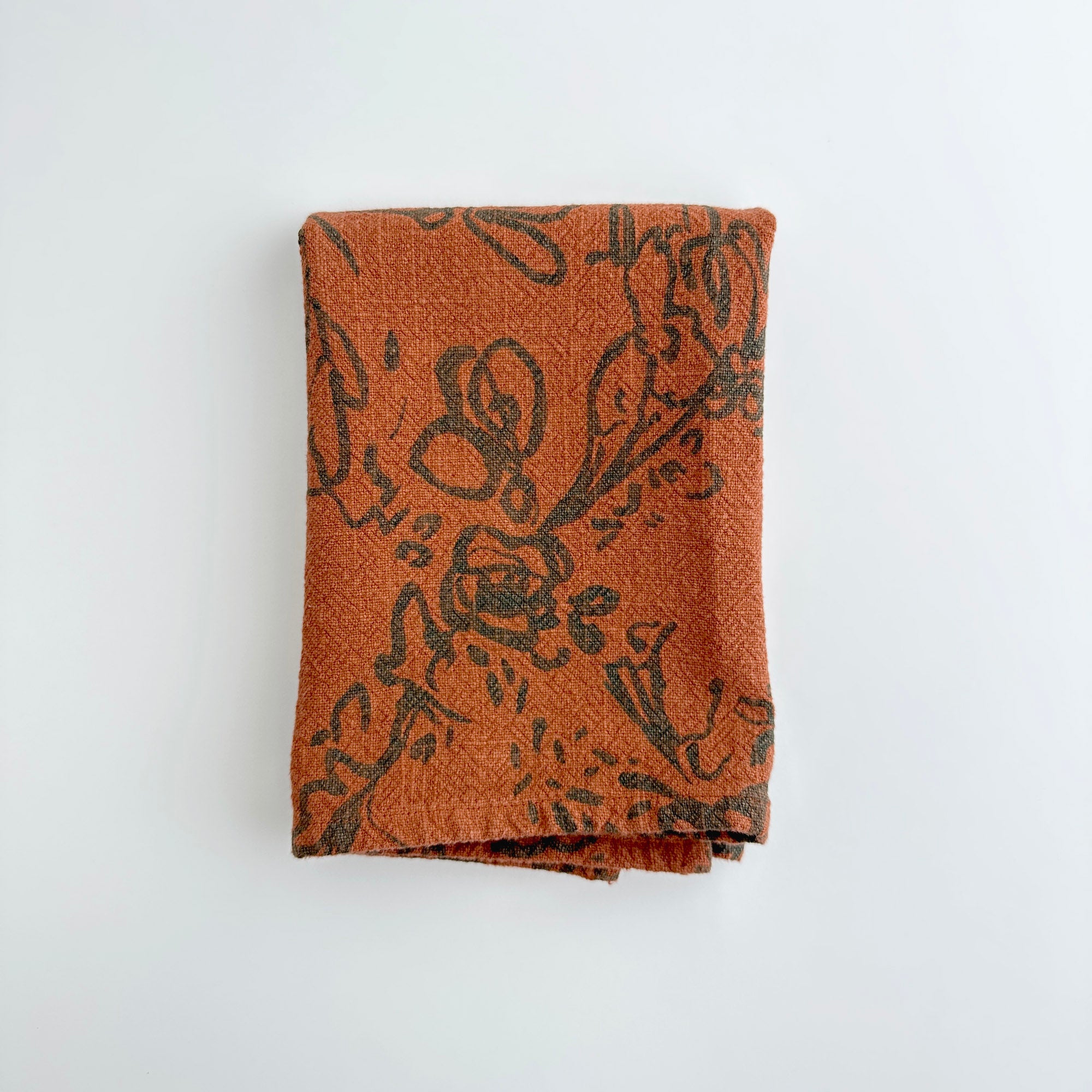 Tea Towel - Lattice-  Pine - Burnt Sienna