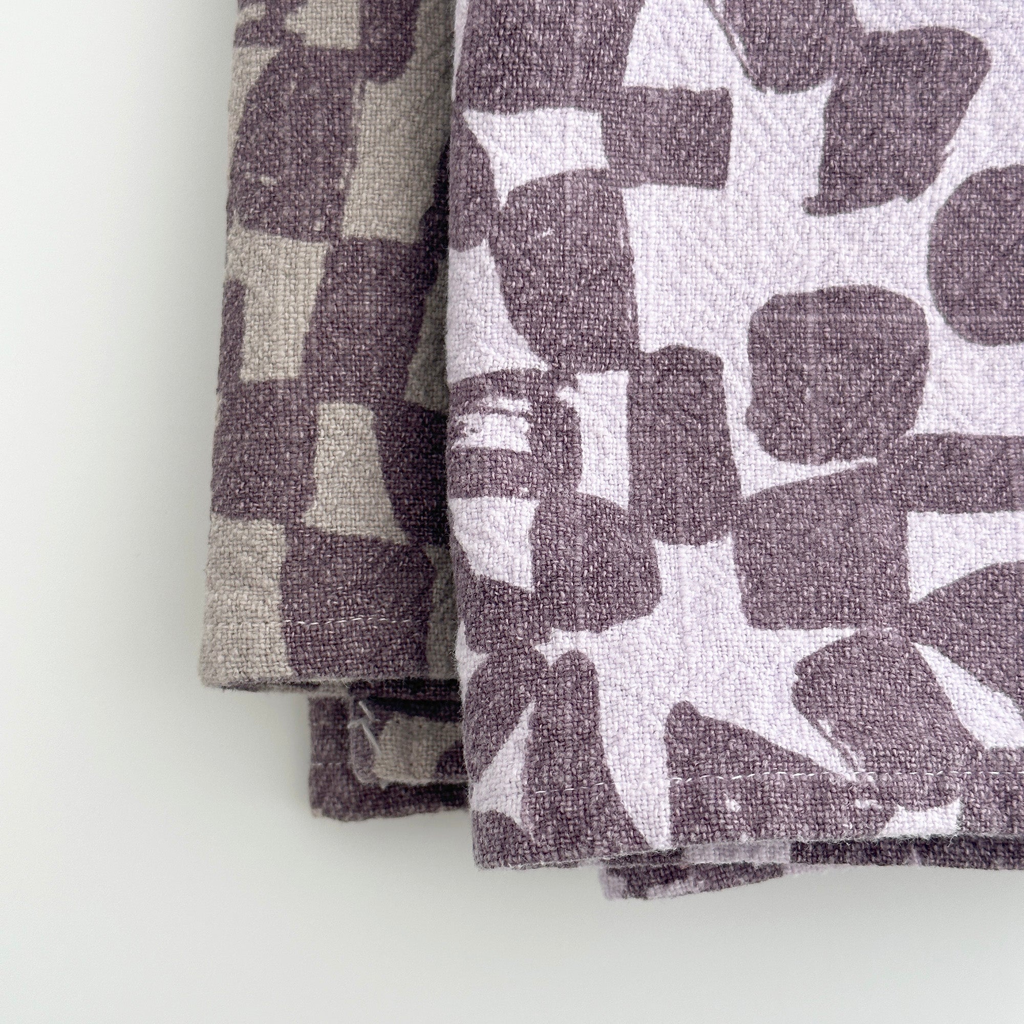 Tea Towel - Checks - Plum - Lavender
