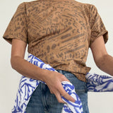 T-Shirt - Dashes & Moons in Warm Grey & Camel