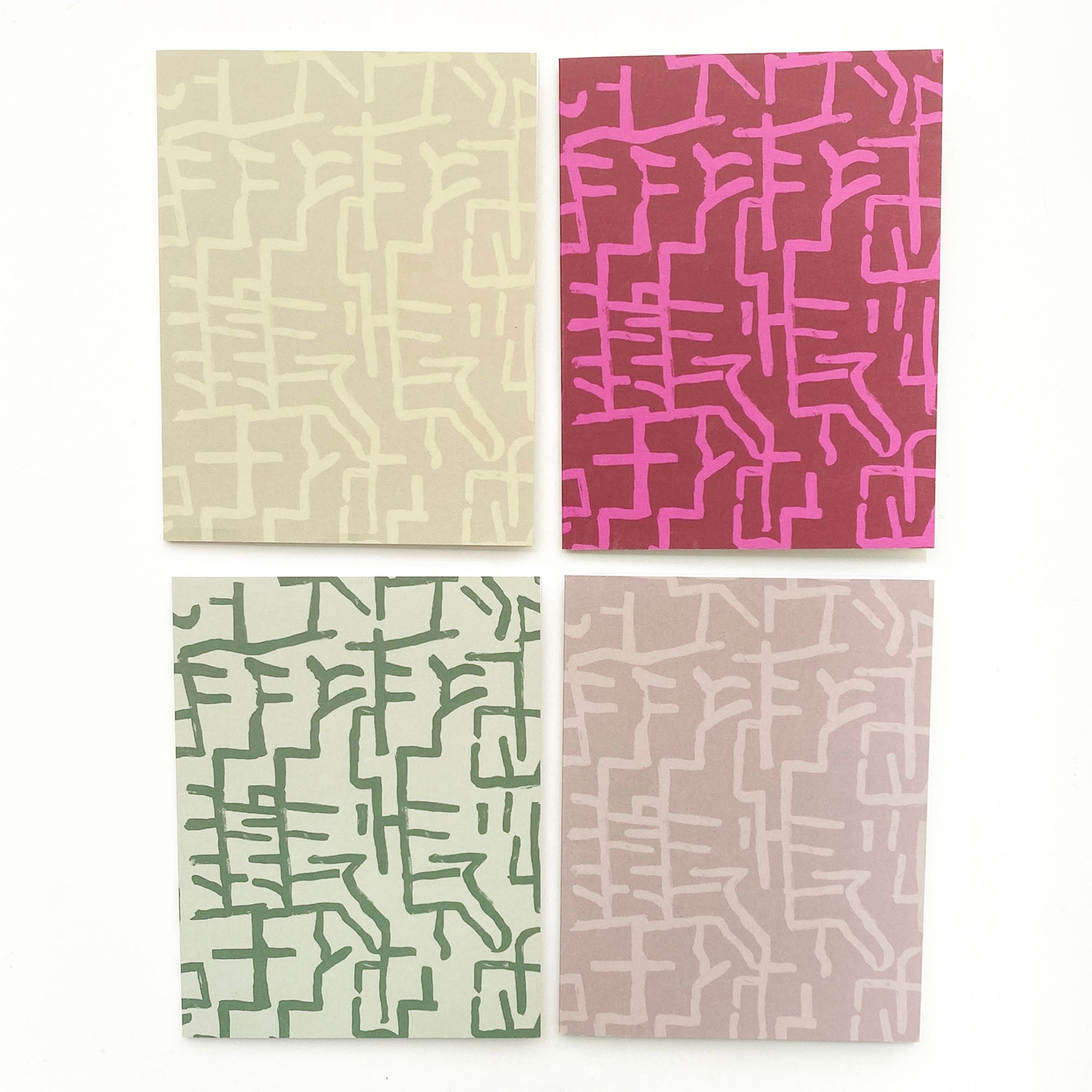 Greeting Card Set - Guston in Greens and Pinks