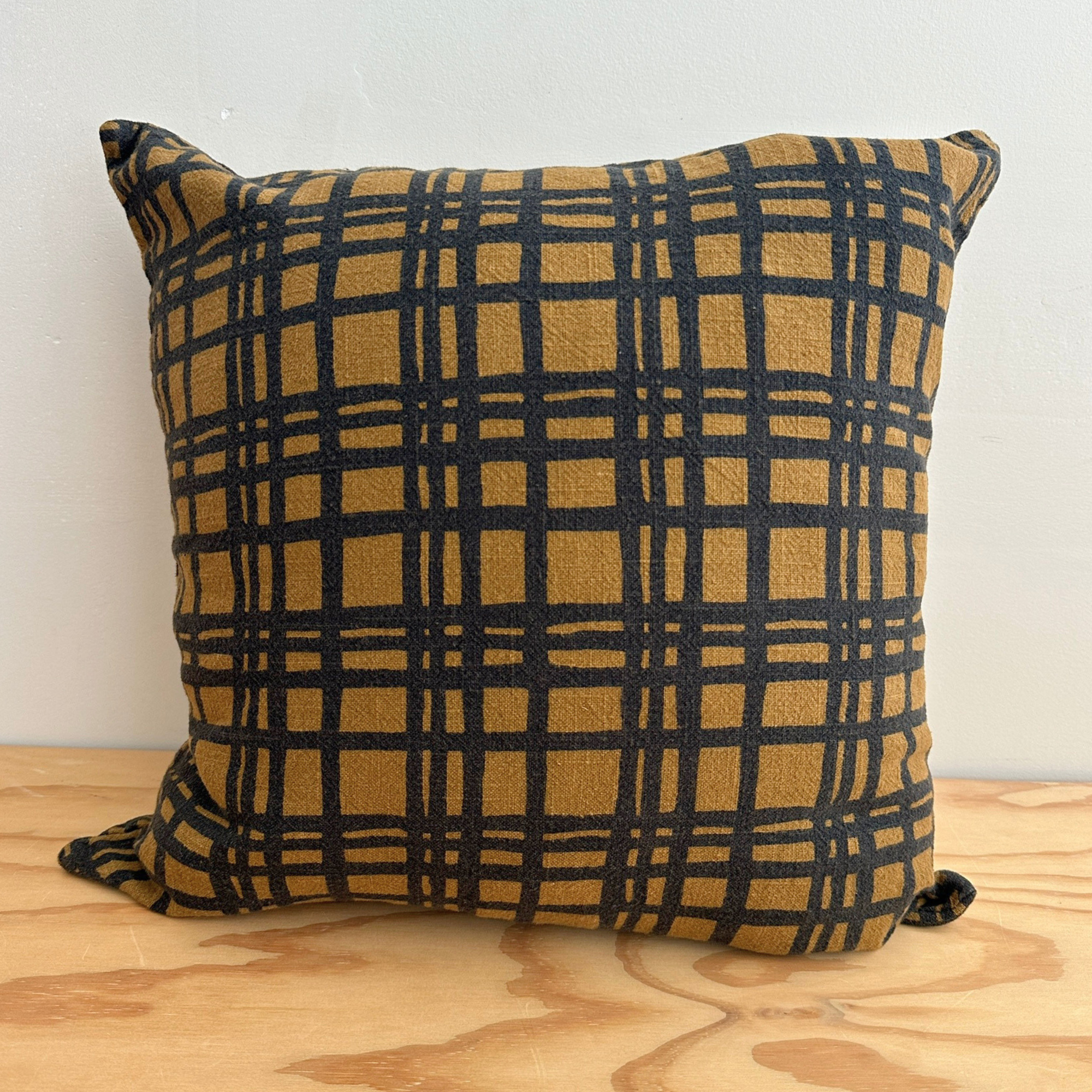 The Square Throw Pillow - Darby in Midnight & Raw Sienna