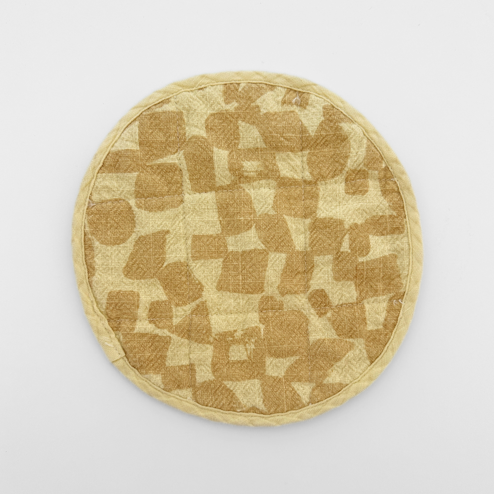 Circle Potholder - Checks - Vanilla - Butterscotch