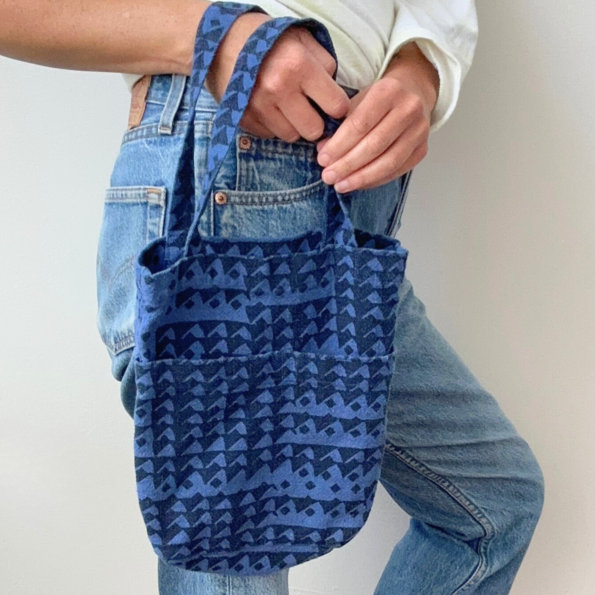 The Petite Tote - Triangles - Indigo - Ink