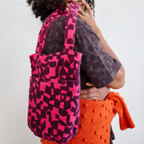 The Petite Tote - Checks - Blackberry - Hot Pink
