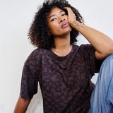 Studio Tee - Checks in Blackberry & Coffee