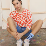 Long Sleeve T-Shirt - Celeste in Tomato & Natural