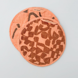 Circle Potholder - Checks - Amber - Peach