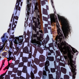 Medium Sloppy Tote - Checks - Blackberry - Lilac Pop