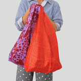 Foldie Tote - Triangles in Coral & Red Gold