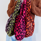 The Petite Tote - Checks - Blackberry - Moss