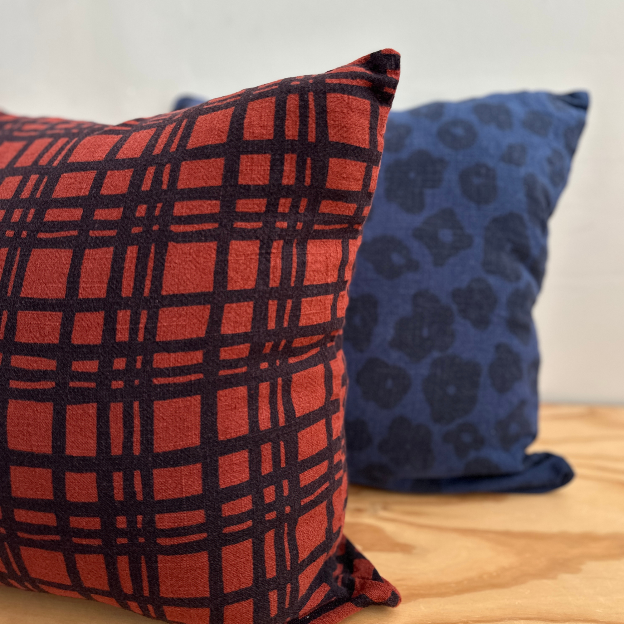 The Square Throw Pillow - Darby in Midnight & Clove