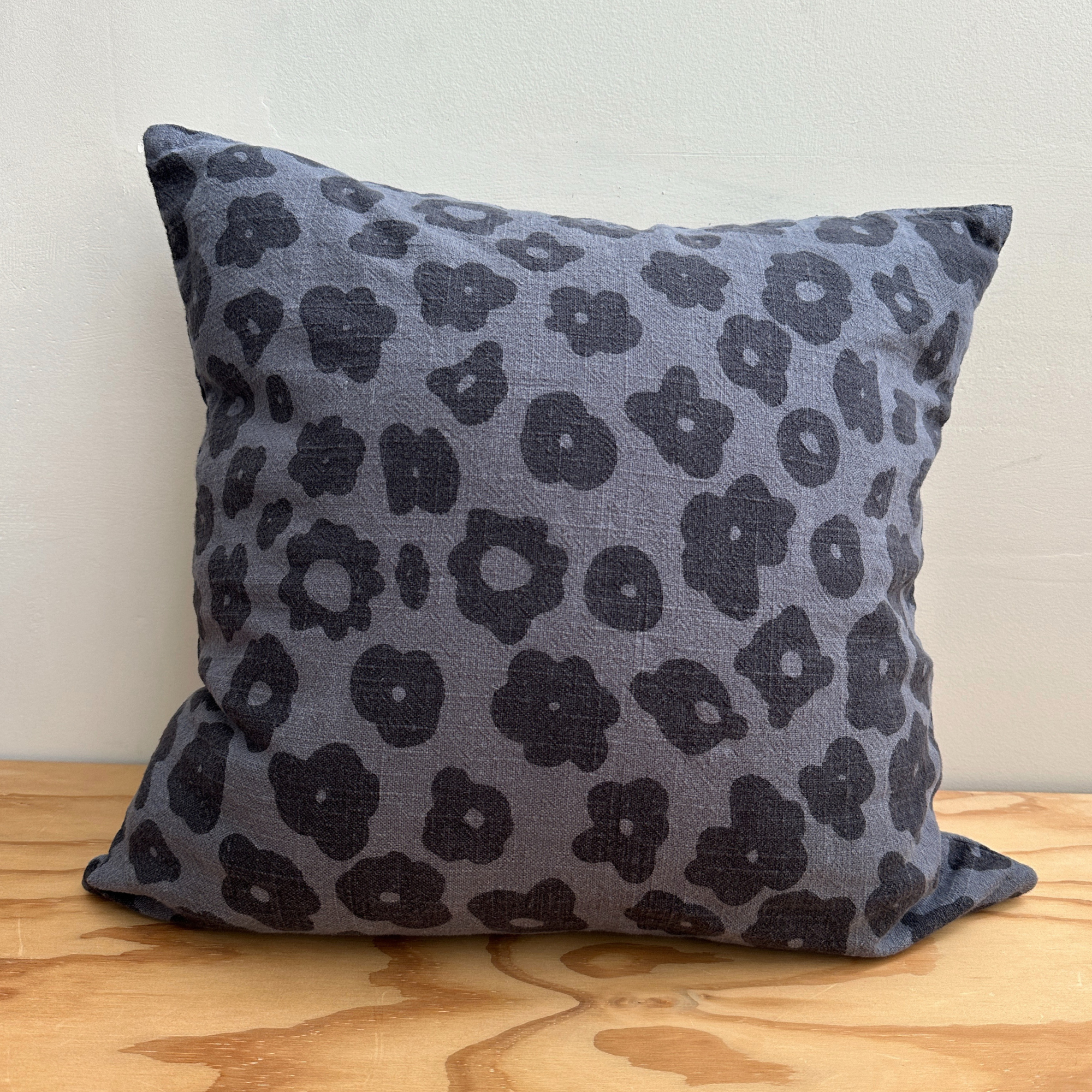 The Square Throw Pillow - Celeste in Faded Black & Coal