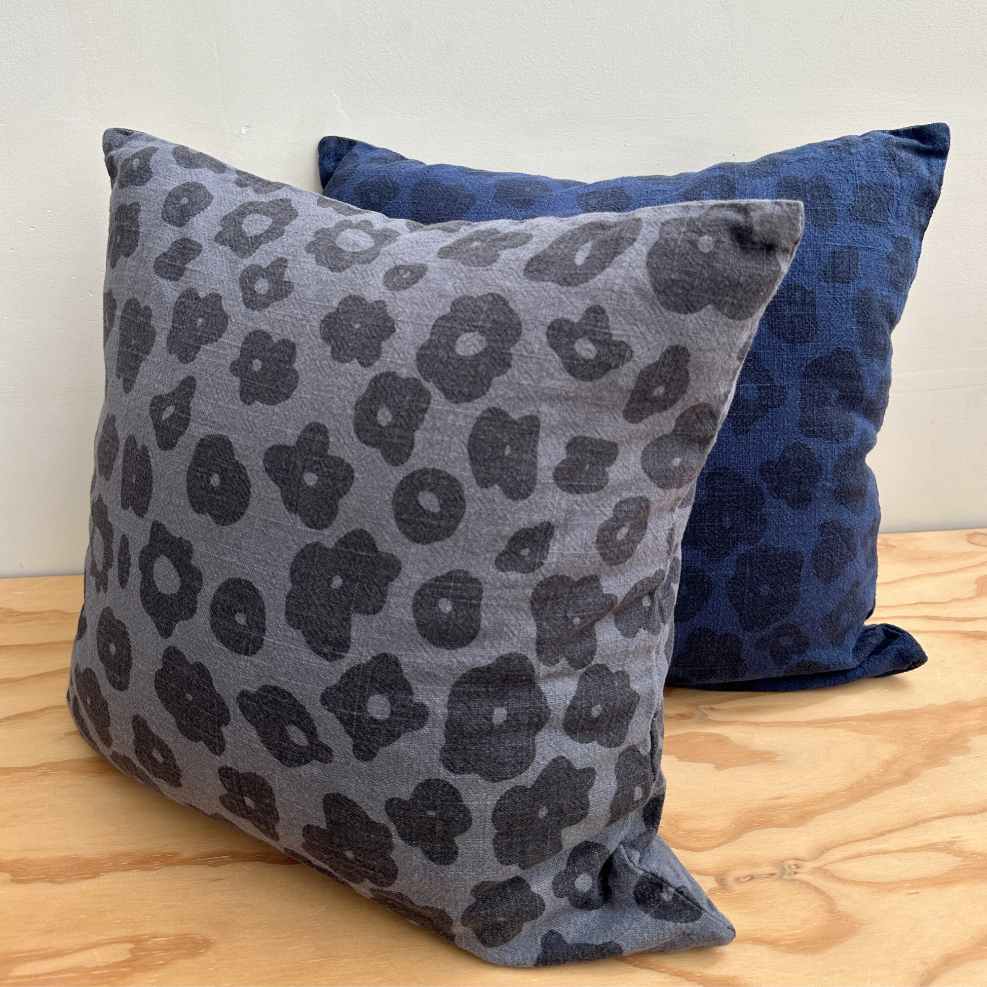 The Square Throw Pillow - Celeste in Faded Black & Midnight