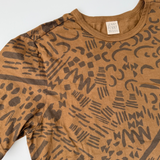 T-Shirt - Dashes & Moons in Warm Grey & Camel