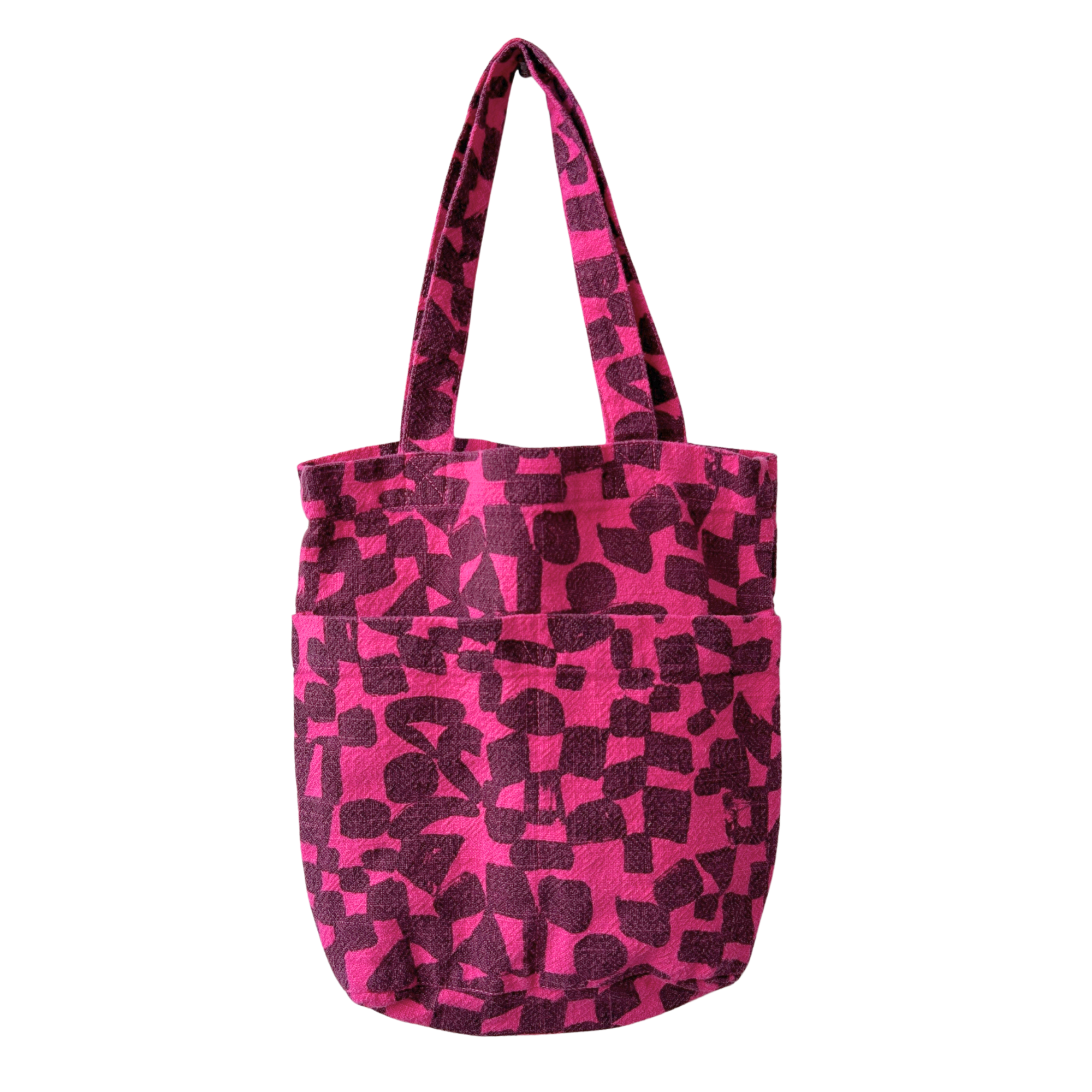 The Petite Tote - Checks - Lentil - Fuchsia