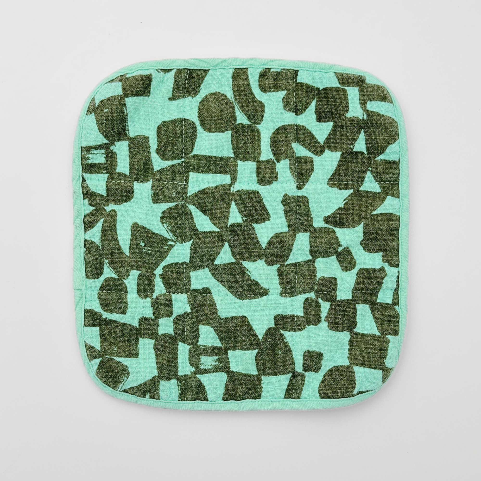 Potholder - Checks - Olive - Mint