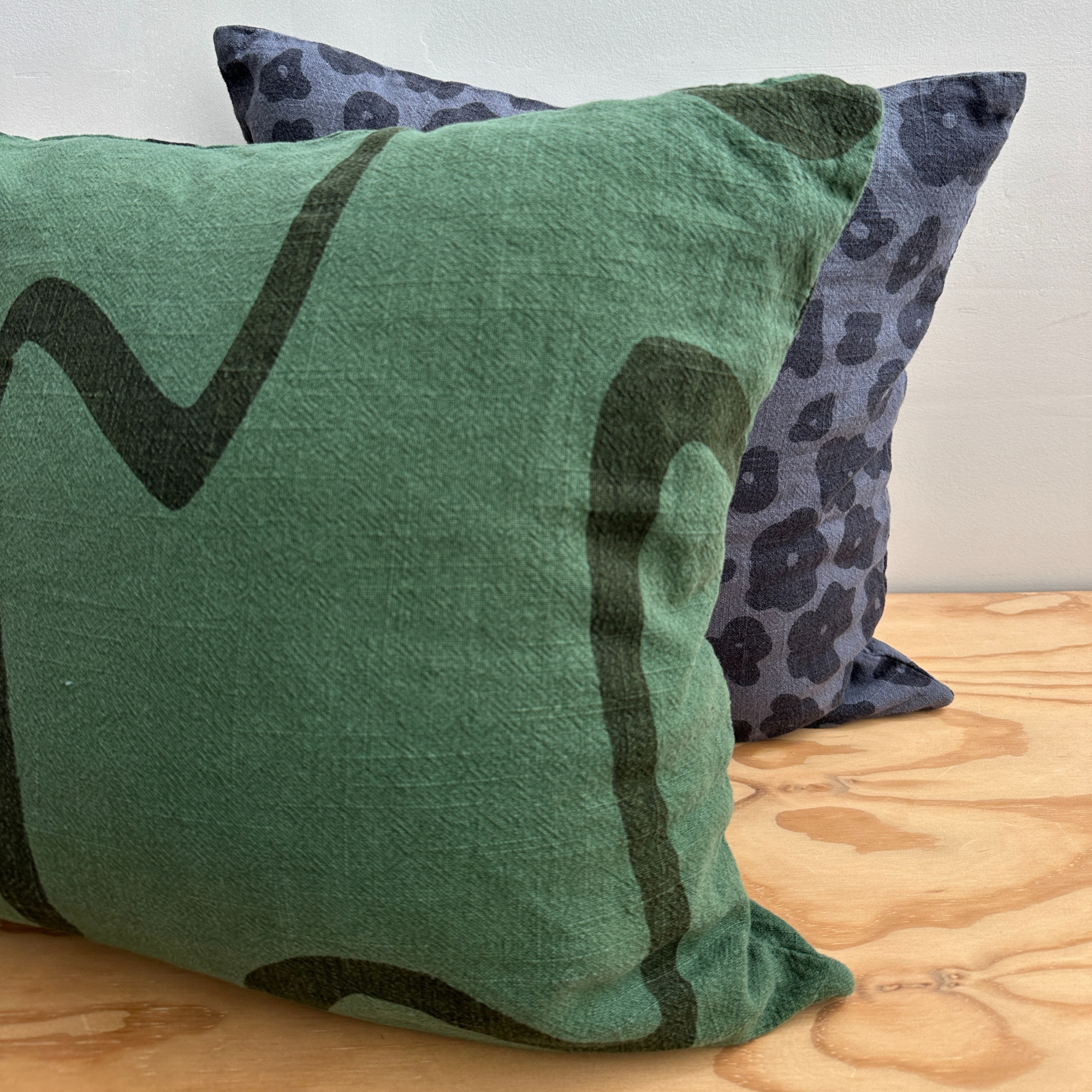 The Square Throw Pillow - Ziggy in Olive & Evergreen