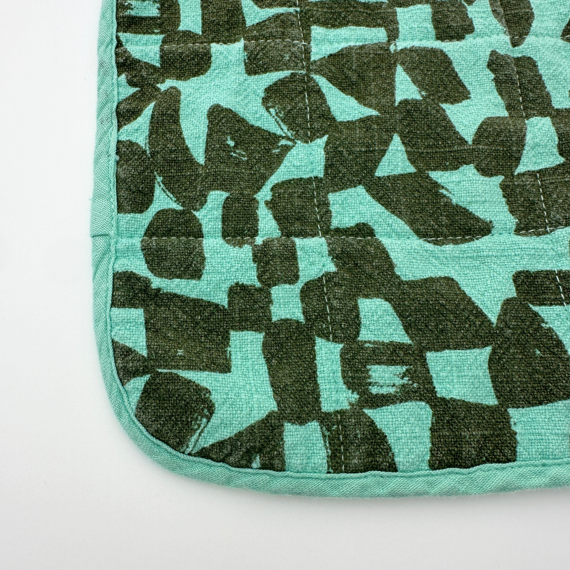 Potholder - Checks - Olive - Mint