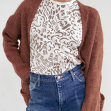 T-Shirt - Dashes & Moons in Warm Grey & Natural