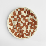 Circle Potholder - Checks - Amber - Natural