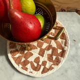 Circle Potholder - Checks - Amber - Natural