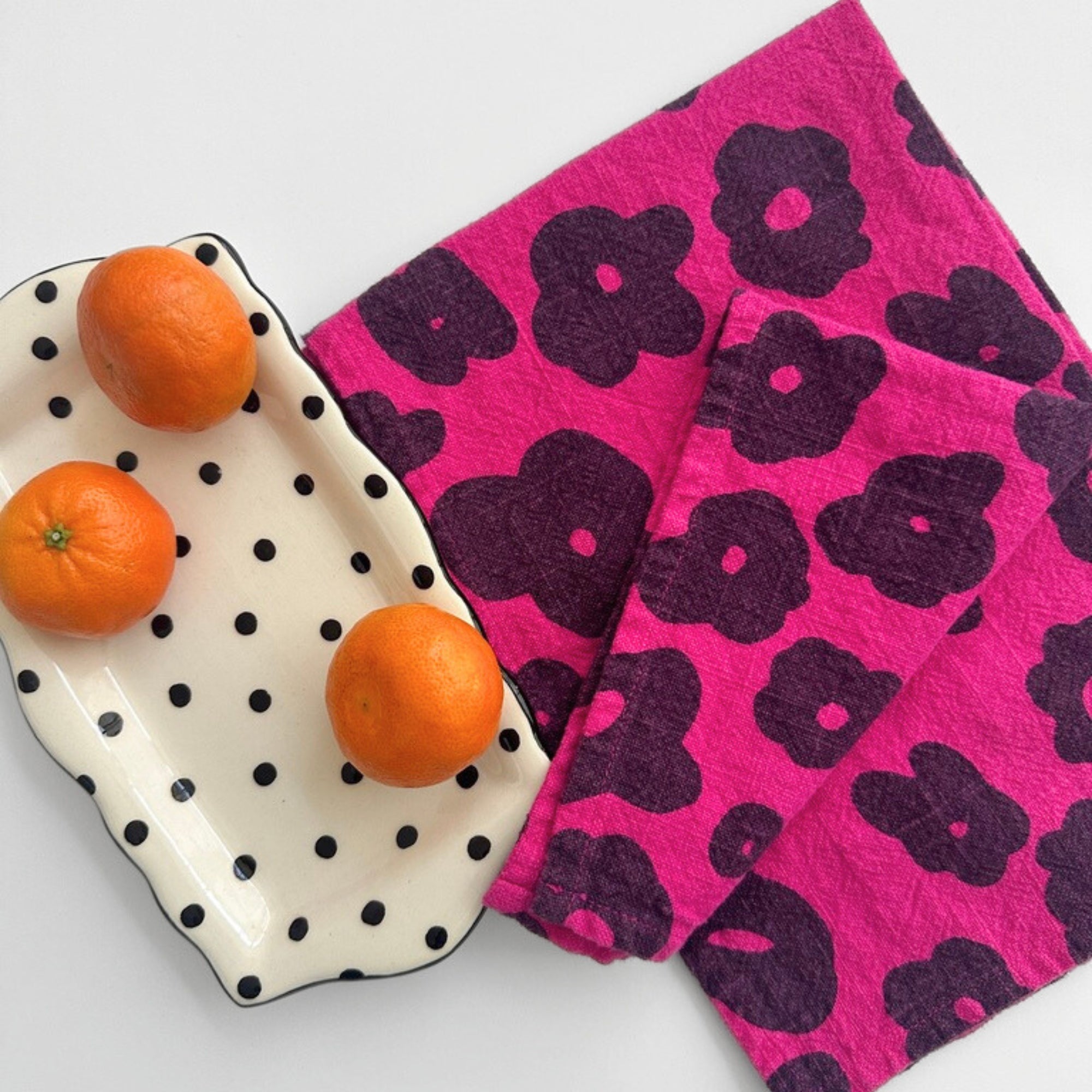 Tea Towel - Celeste - Faded Black - Hot Pink