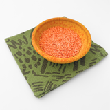 Tea Towel - Dashes & Moons - Warm Grey - Moss