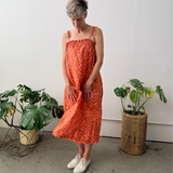 Nap Dress - Checks - Amber - Hot Coral