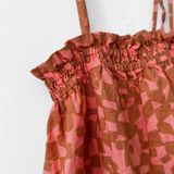 Nap Dress - Checks - Amber - Hot Coral