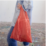 Foldie Tote - Triangles in Coral & Red Gold