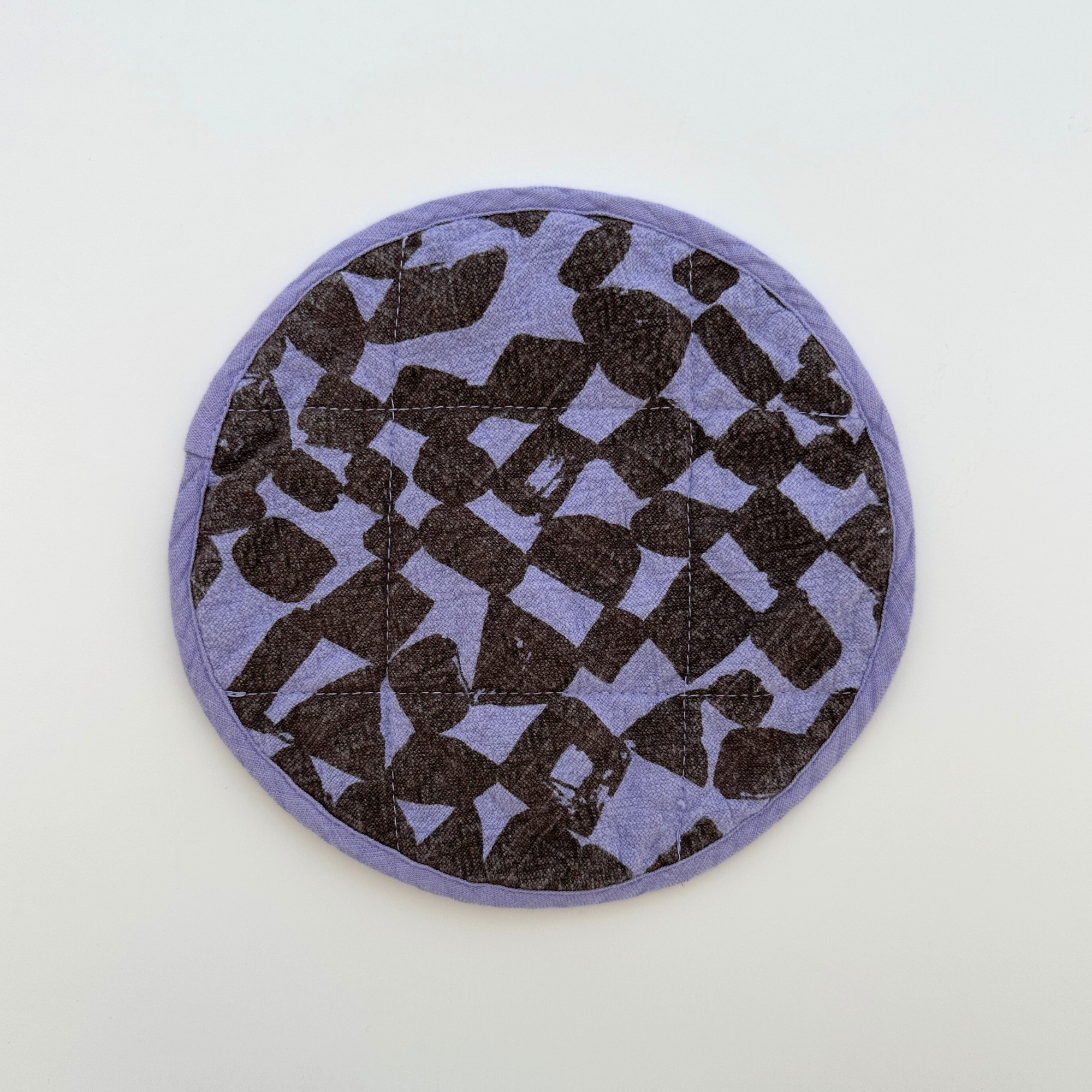 Circle Potholder - Checks - Lentil - Lilac Pop