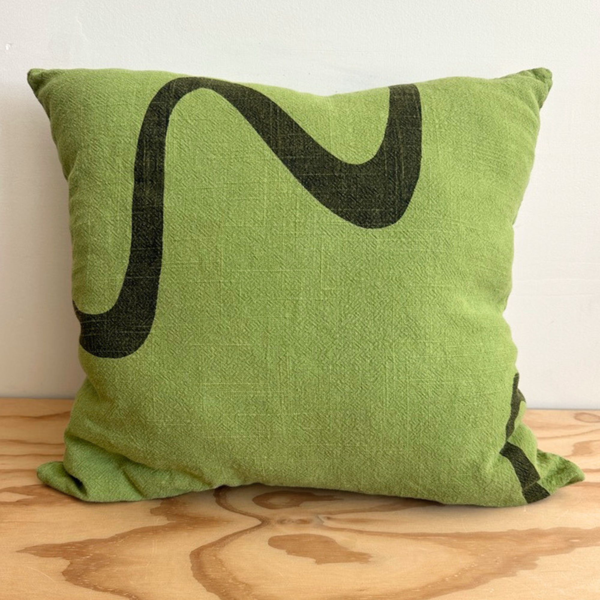 The Square Throw Pillow - Ziggy in Olive & Moss