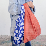 Foldie Tote - Celeste in Cobalt & Cream