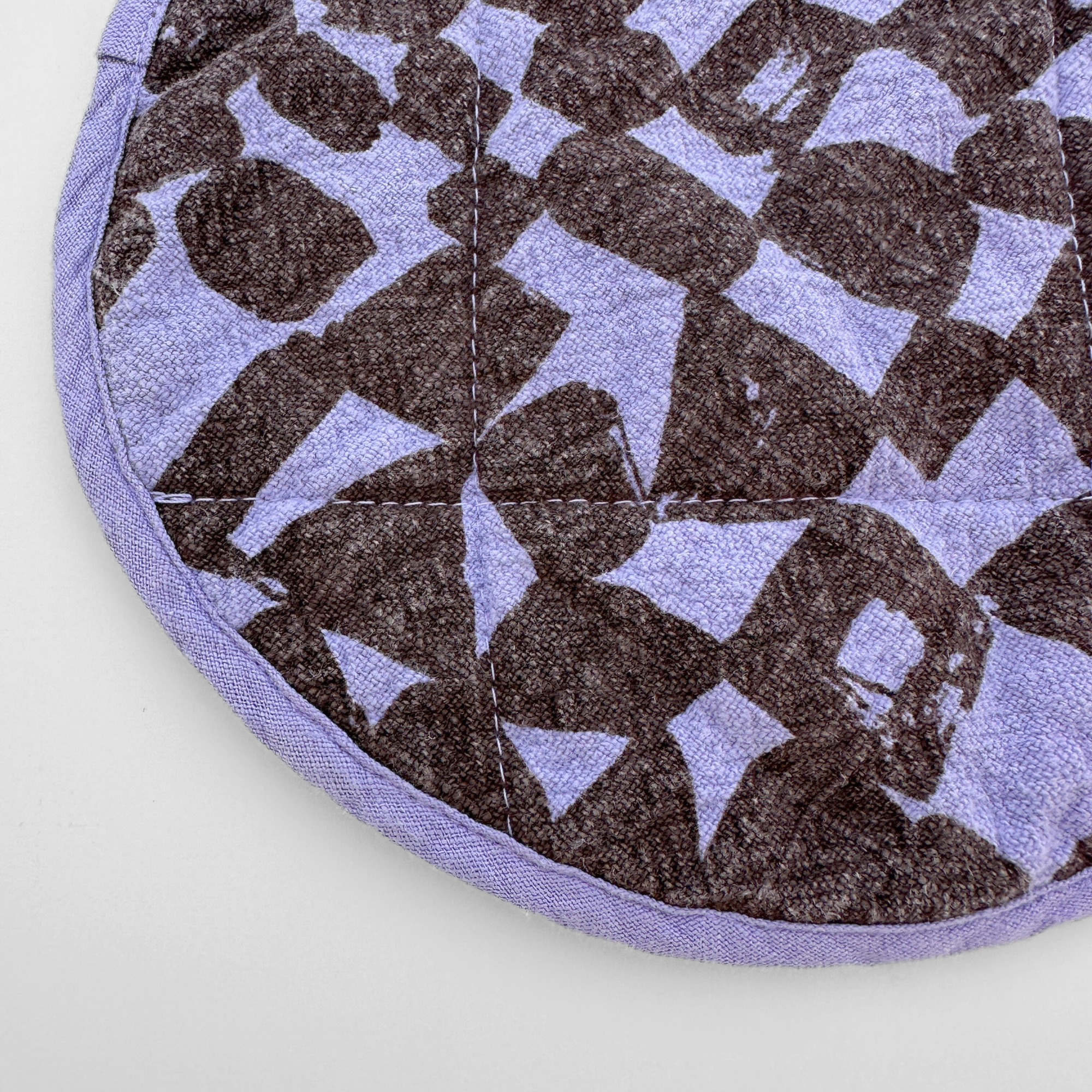 Circle Potholder - Checks - Lentil - Lilac Pop