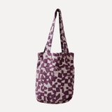 The Petite Tote - Checks - Blackberry - Walnut