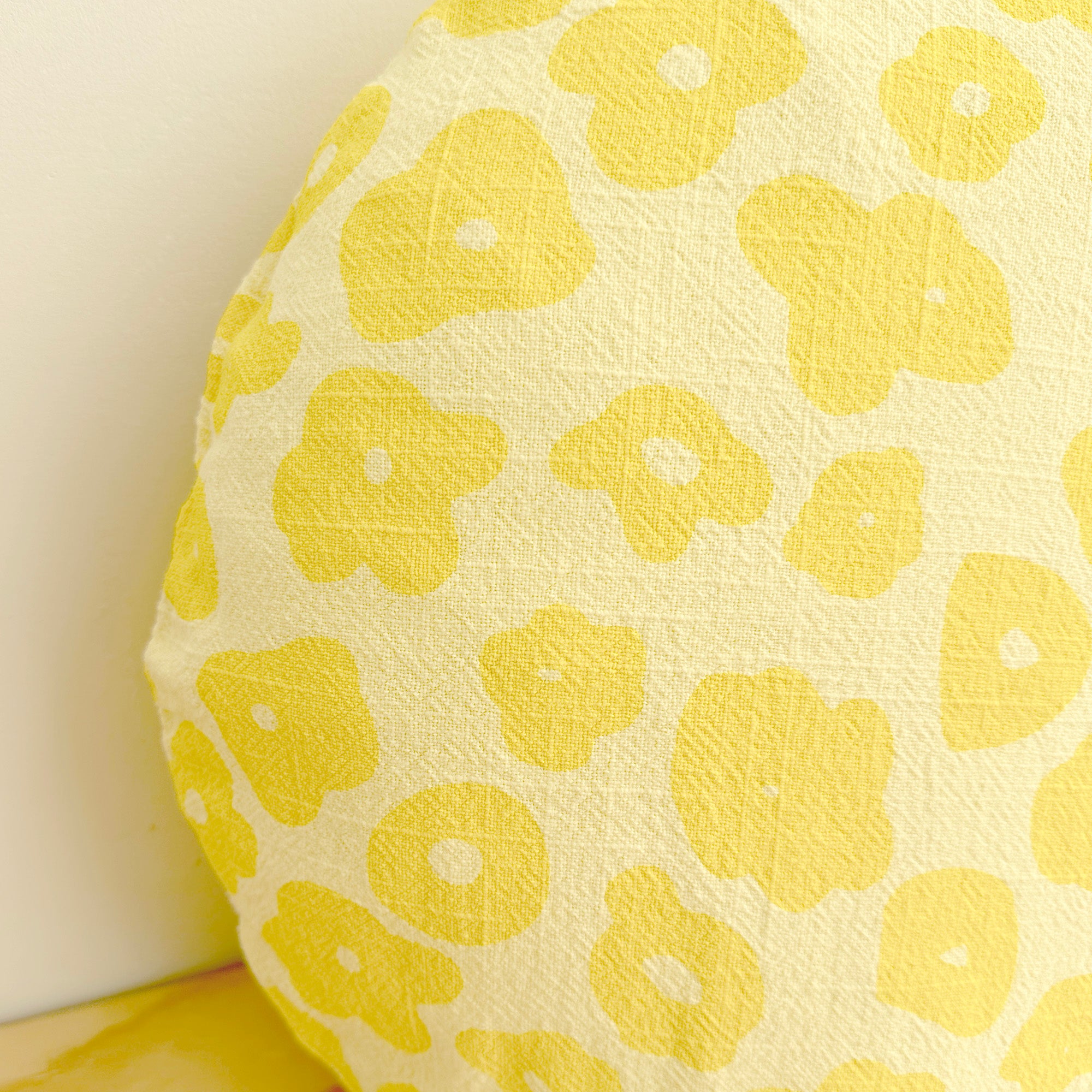 The Round Throw Pillow - Celeste in Yellow and Sunny Days