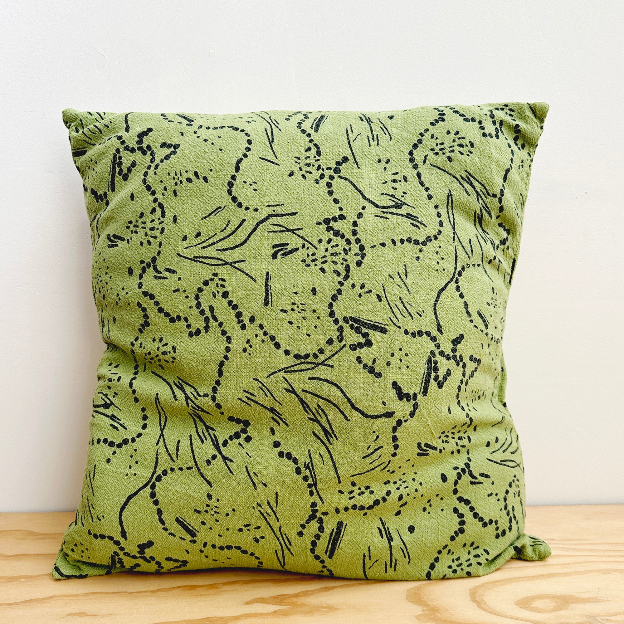 The Square Throw Pillow - Drape in Midnight and Moss