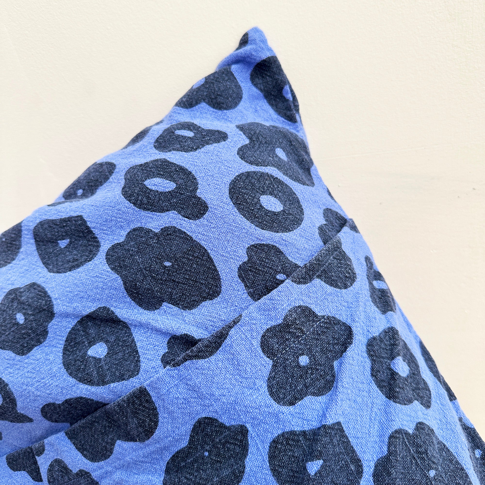 The Square Throw Pillow - Celeste in Faded Black and Periwinkle