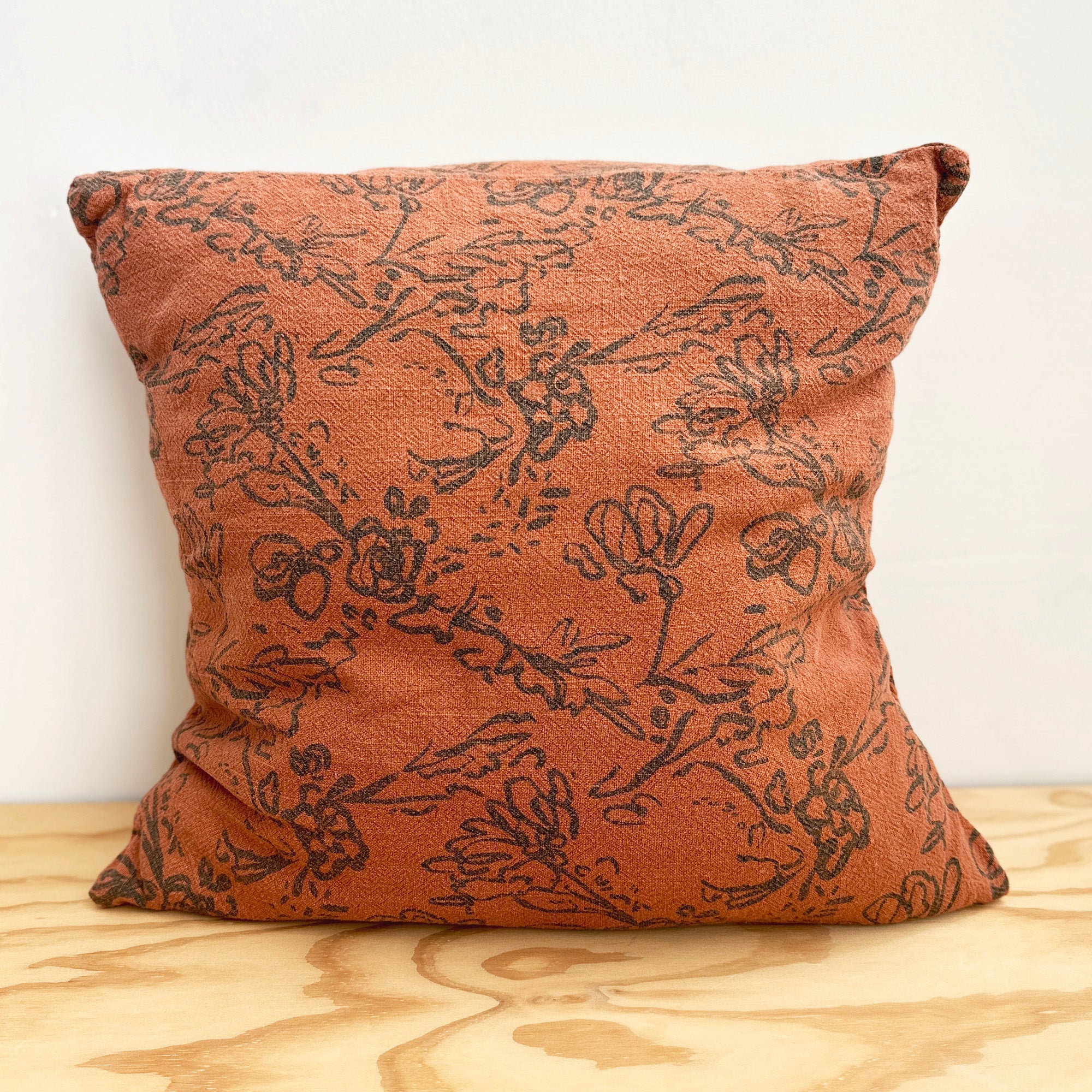 The Square Throw Pillow - Lattice in Pine and Burnt Sienna