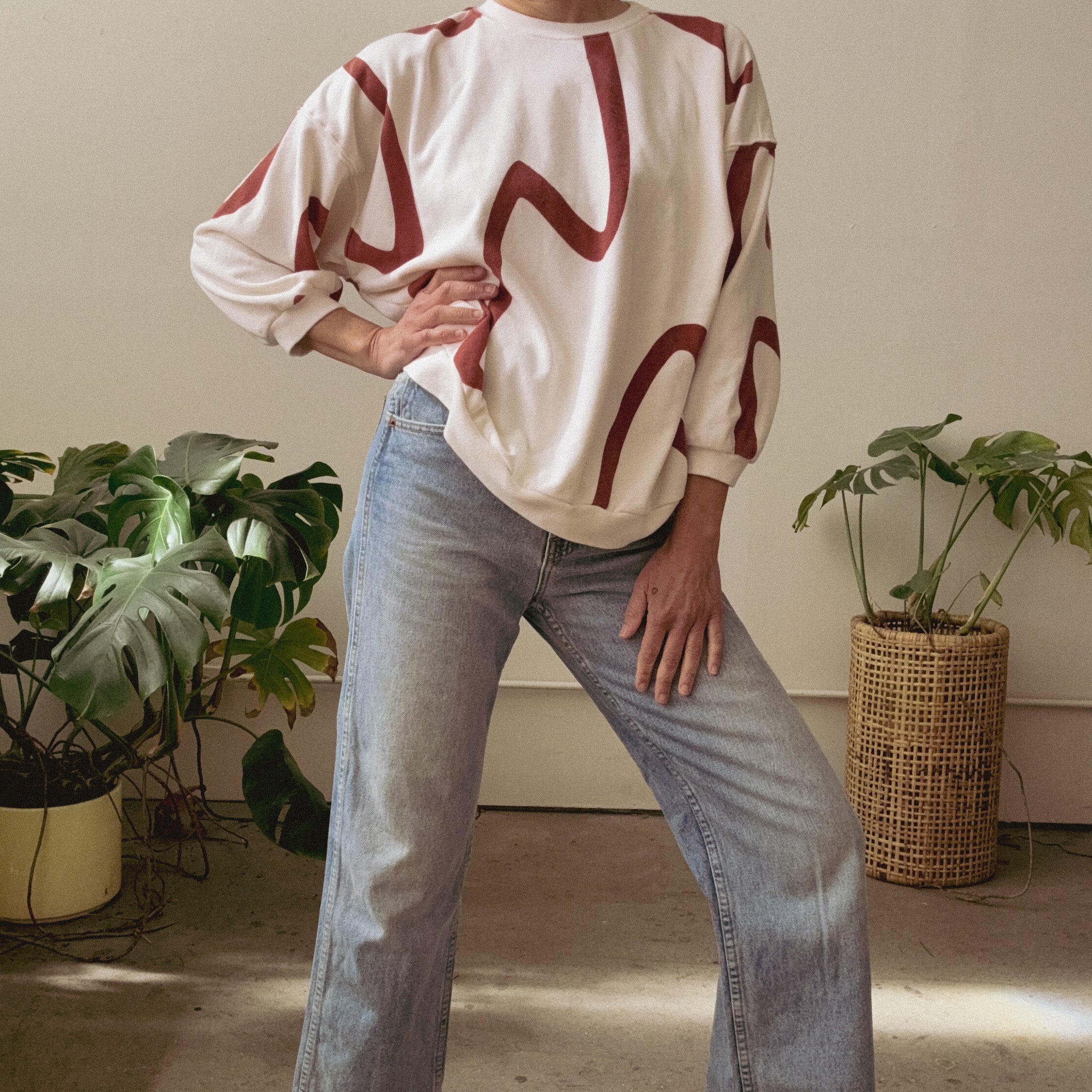 The Stevie Sweatshirt - Ziggy in Brick & Natural