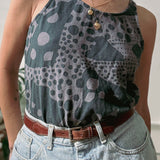 Tank Top - Dottie - Faded Black & Coal