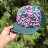Trucker Hat - Dashes & Moon - Bubblegum Pink - Forest