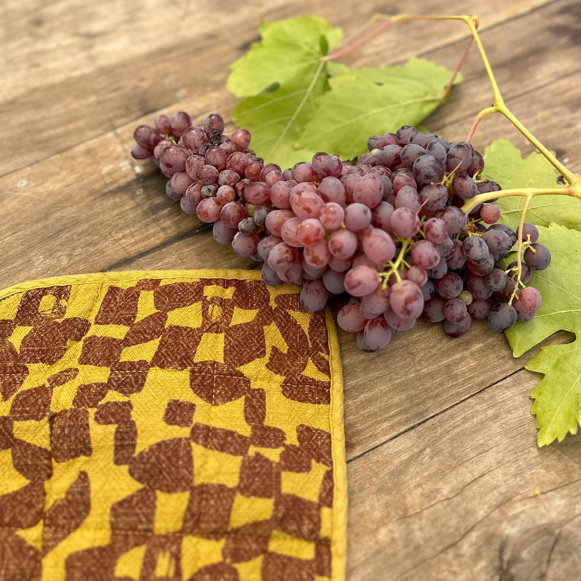 Potholder - Checks - Maroon - Ocher
