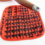 Potholder - Triangles - Midnight - Tomato