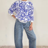 The Stevie Sweatshirt - River in Cobalt & Natural