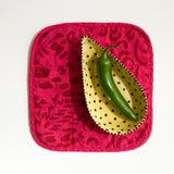 Potholder - Dashes & Moons - Brick - Hot Pink