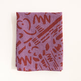 Tea Towel - Dashes & Moons - Brick - Misty Mauve
