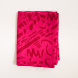 Tea Towel - Dashes & Moons - Brick - Hot Pink